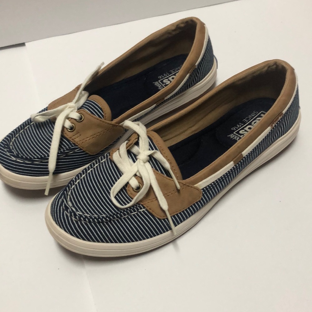 Keds Blue and White Striped Laced Slip-on shoes Size 6.5